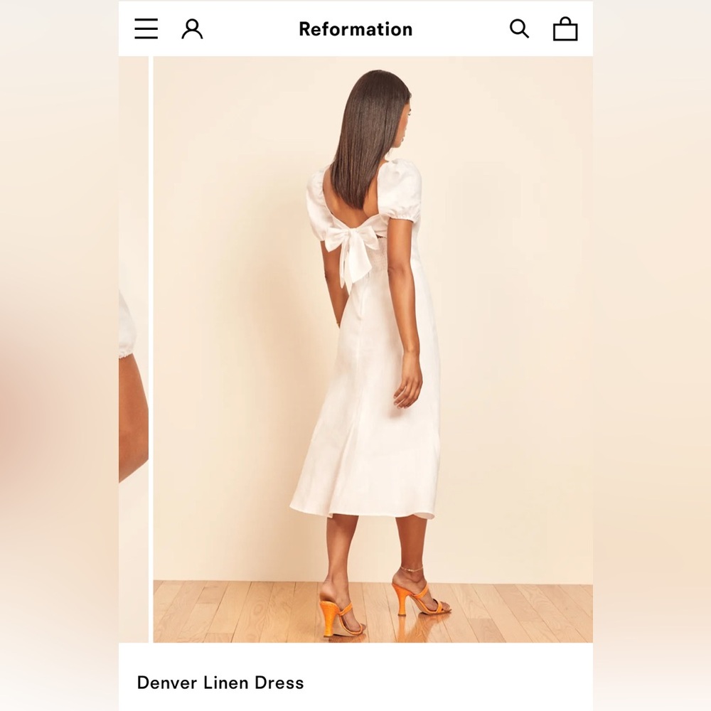 Reformation Black Linen Denver Midi Dress - Picture 8 of 8